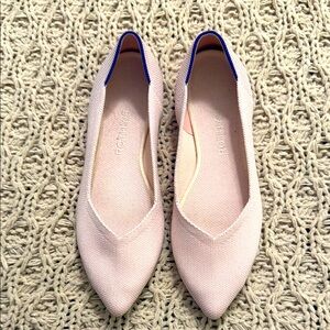 Rothy's The Point pointed toe flat in baby pink EUC